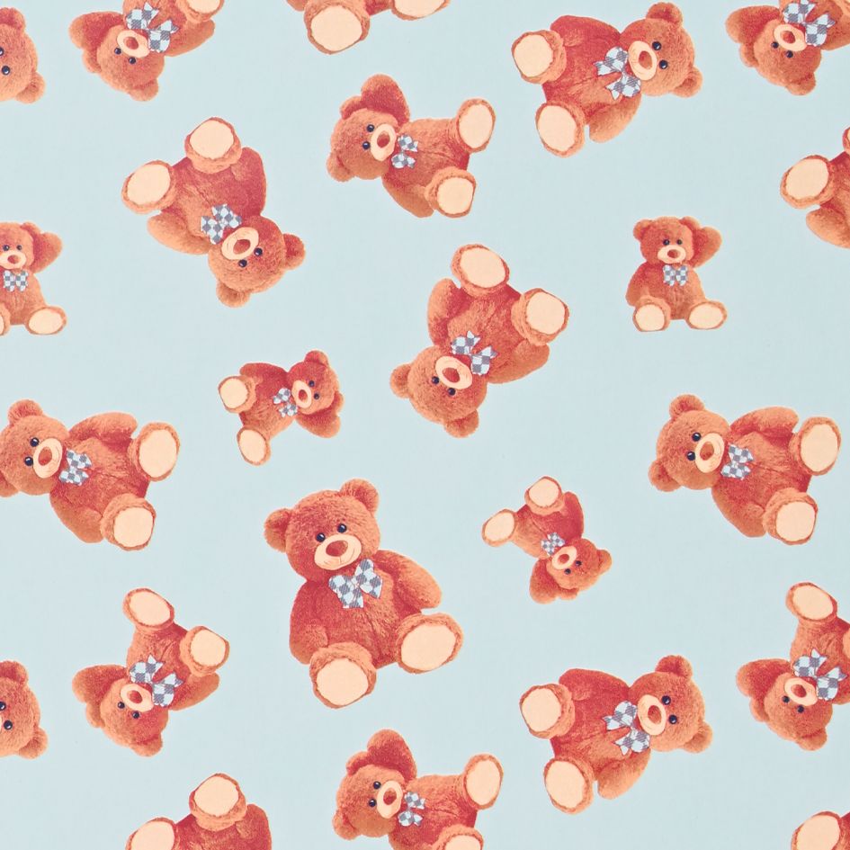 Vorderansicht Kinder Geschenkpapier Bär-hellblau 50 cm x 50 m, niedliches Bärmotiv für Großhändler