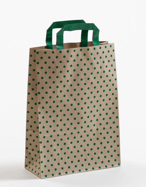 Mittlere Papiertragetasche Gras DOTS, 22 x 10 x 31 cm, 25 Stück