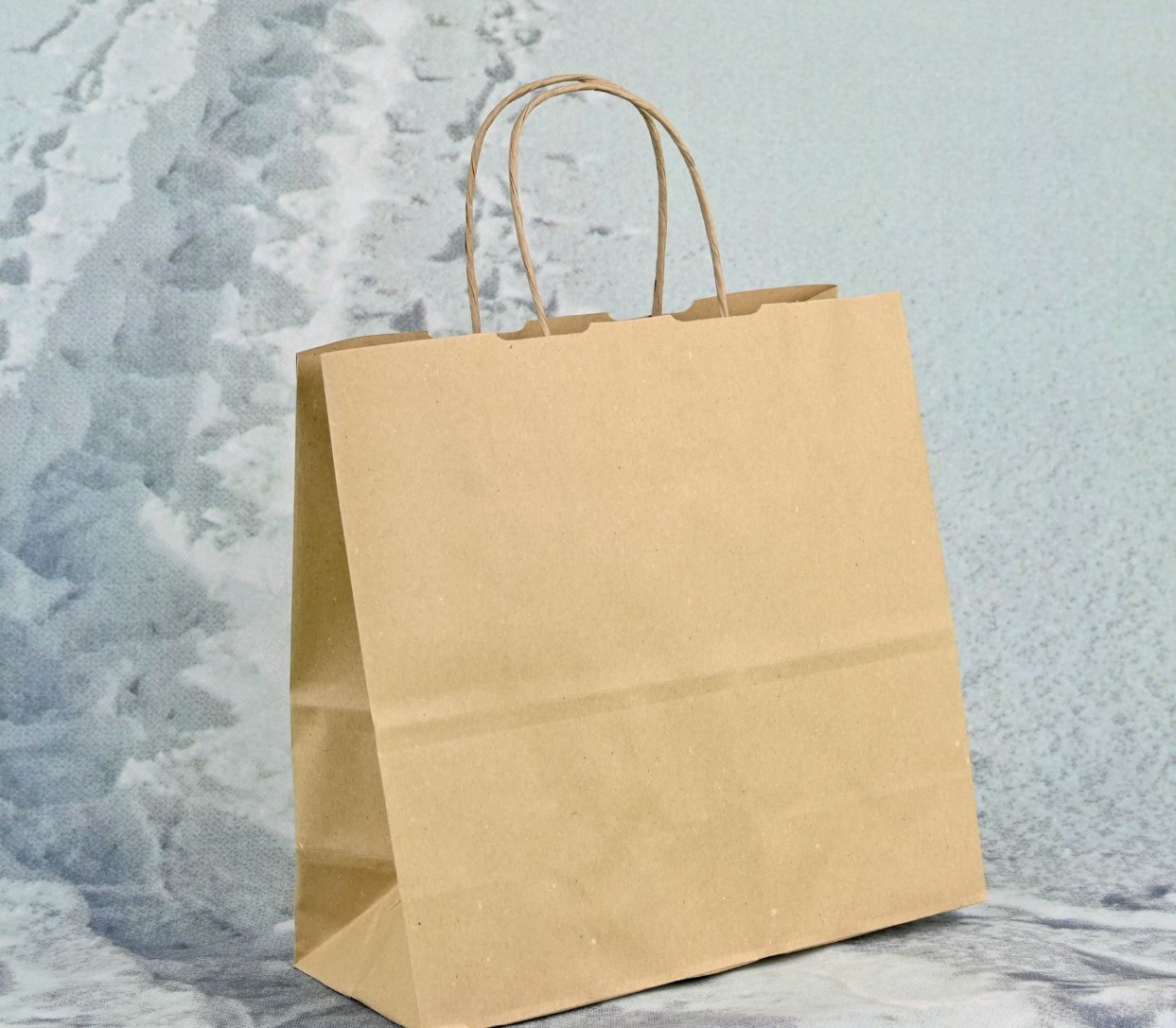 Papiertragetasche Natural aus Kraftpapier mit gedrehter Papierkordel