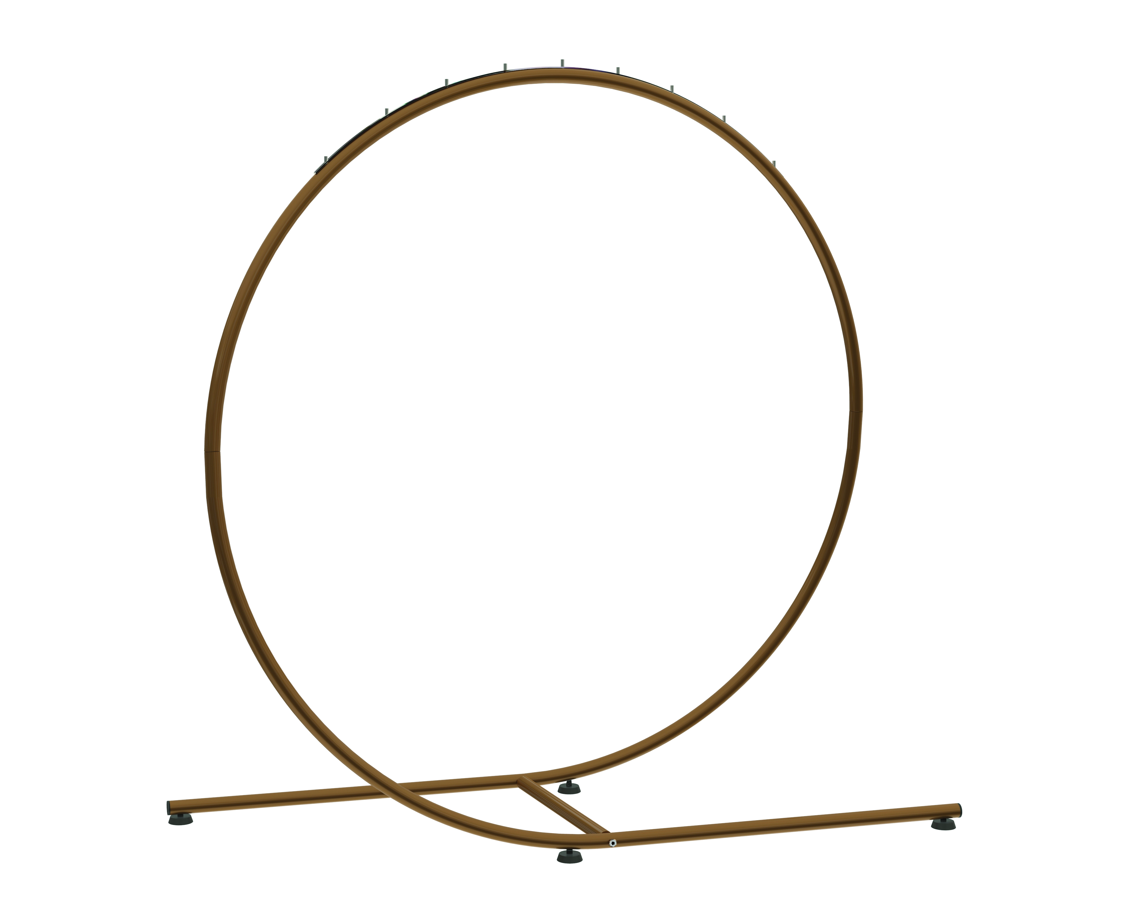 Abhängeständer Rundbogen aus Rundrohr Ø30 mm, Höhe 160 cm, Länge 160 cm, Breite 55 cm – perspektivische Ansicht für Shops, Showrooms oder Zuhause.