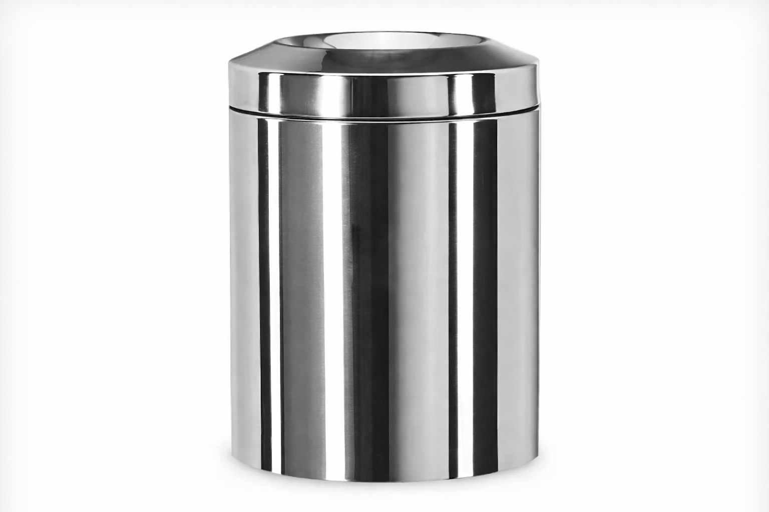 Le Tube 7 Liter Sicherheits-Abfalleimer aus Edelstahl chrom glänzend, selbstlöschend und feuerfest mit Einwurföffnungg