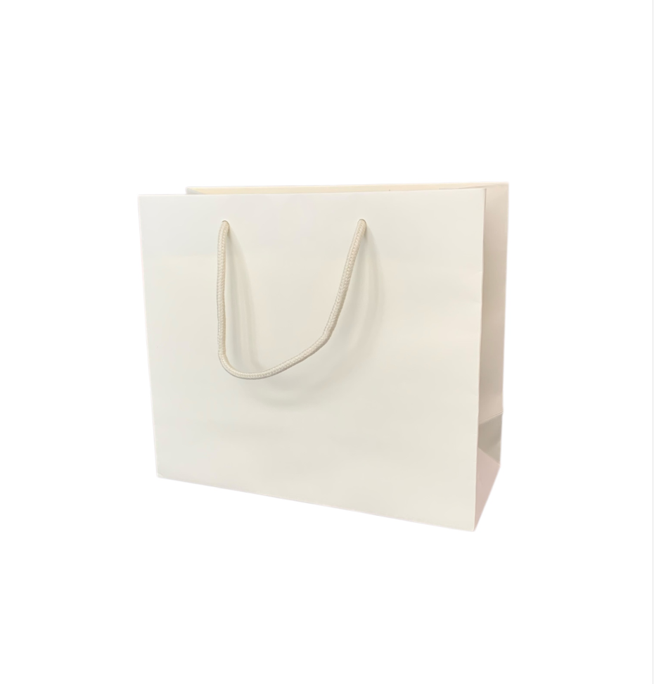 Frontansicht Papiertragetasche Sahara FT Sand, 10 Stück, elegante Geschenktasche