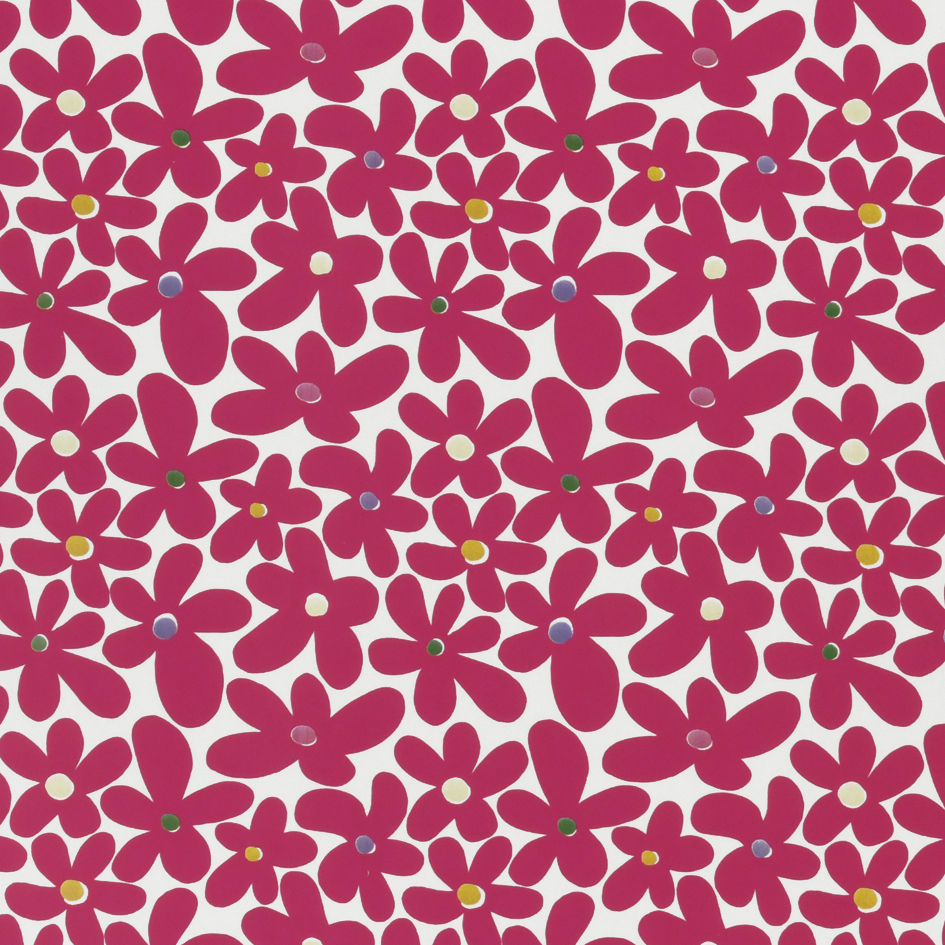 Geschenkpapier Pinke Blume 50 cm x 50 m für Großhändler, pinkes Blumen-Motiv