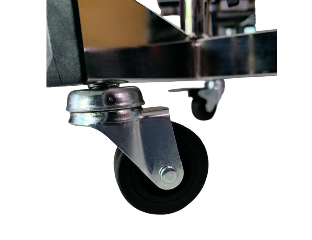 Detailansicht der Gummilaufrollen mit Bremsfunktion