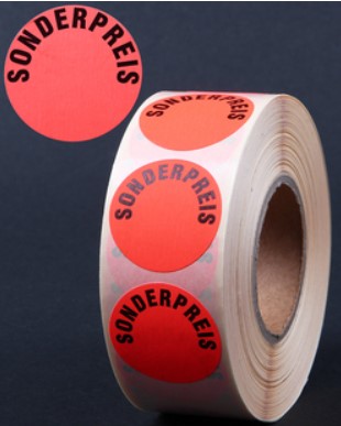 Klebeetiketten rund, bedruckt "Sonderpreis" 50mm, 1000 Stk.