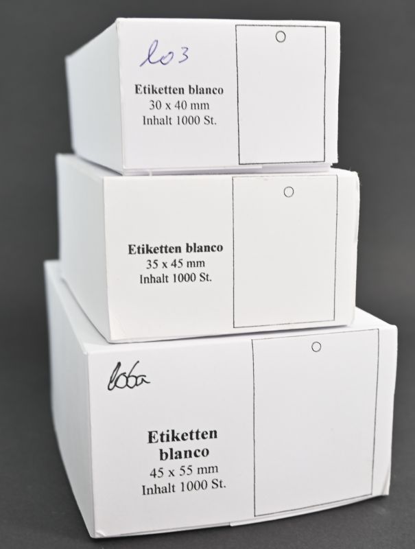Etikett gelocht, blanco weiß  1000 Stück