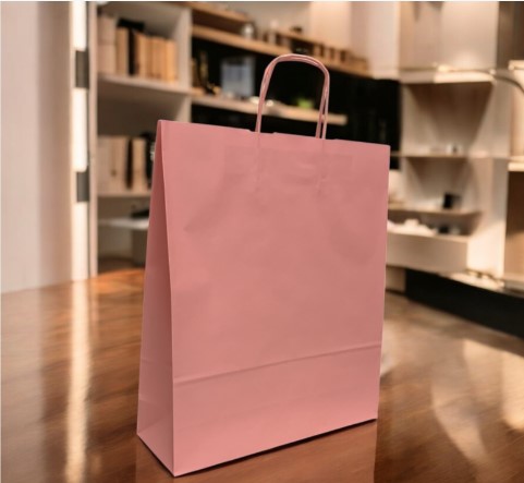 Große Papiertragetasche Rosa mit Papierkordel, 36x12x41 cm, 25 Stück pro Packung