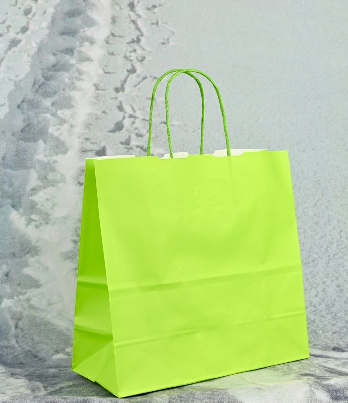 Papiertragetasche Lime mit Papierkordel, stabil, wiederverwendbar und ideal für Geschenke, Events und Einzelhandel