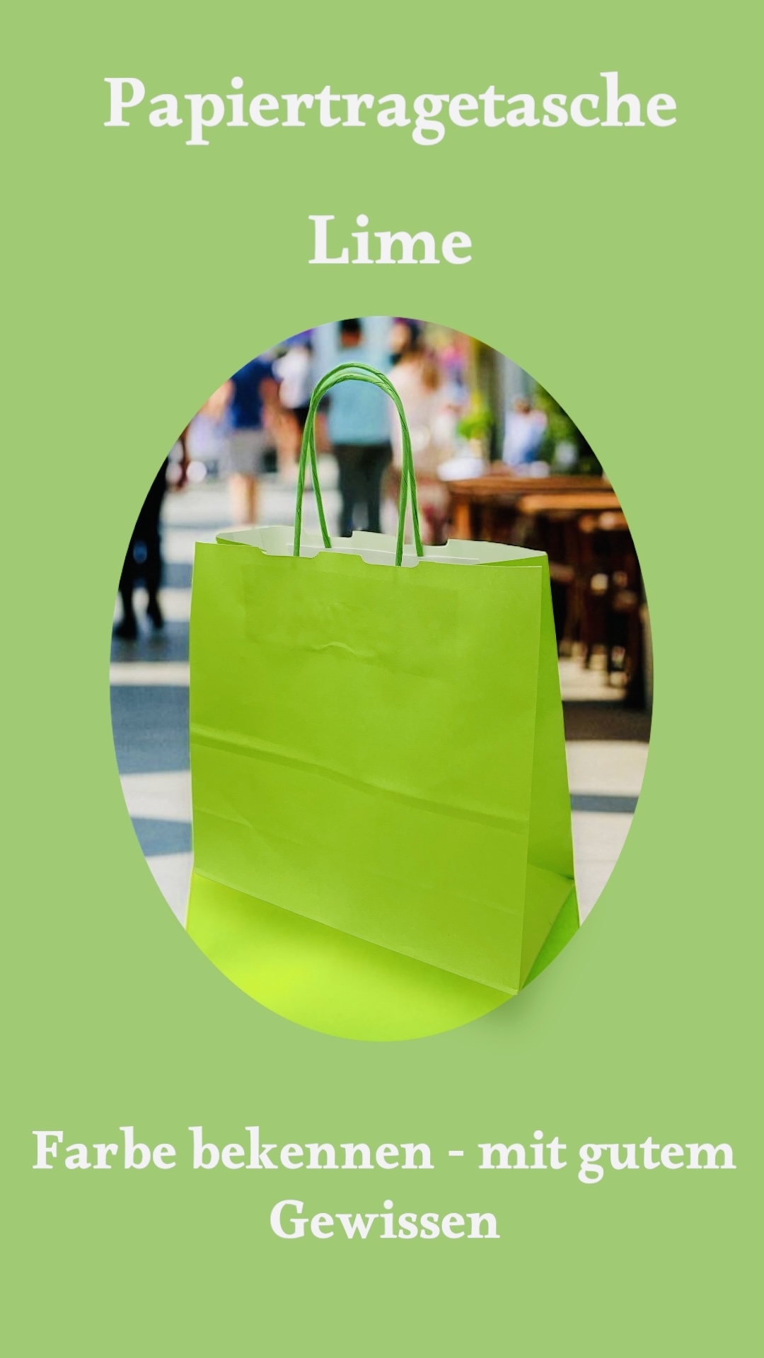 Papiertragetasche spring lime mit Papierkordel,  25 Stück 