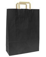 Papiertragetasche Schwarz 23 cm mit Flachhenkeln, 25 Stück Restbestand Titel: Papiertragetasche Schwarz 23 cm – Restbestand, 25 Stück
