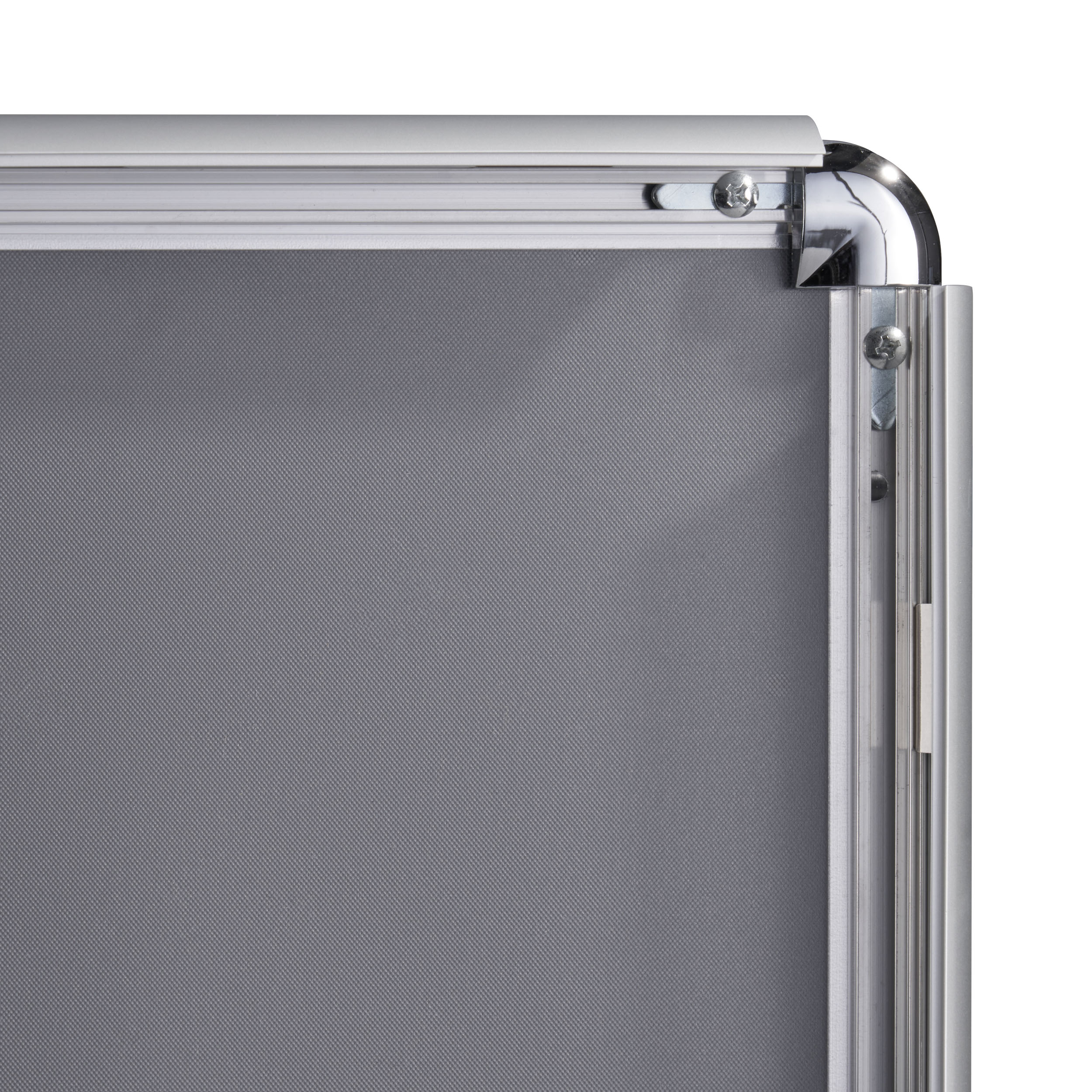 Detailaufnahme eines Aluminium Klapprahmens mit Klickprofil