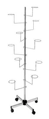 Hutständer mit 10 verstellbaren Hutkränzen, verchromt, mobil, Vorderansicht