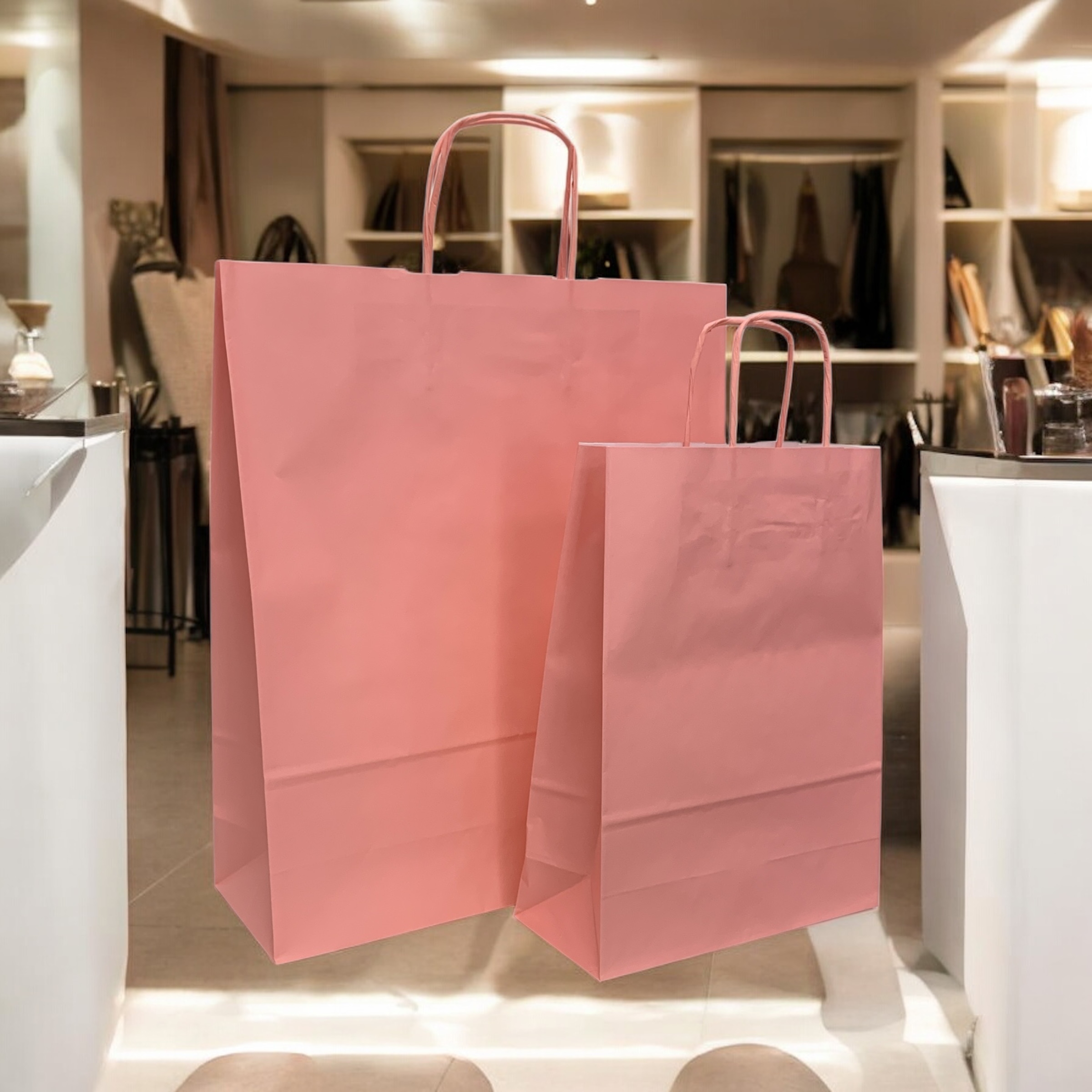 Papiertragetasche rosa groß mit Kordel, VE=25 Stück