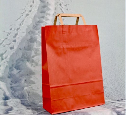 Rote Papiertragetasche mit Flachhenkel – umweltfreundlich und stabil