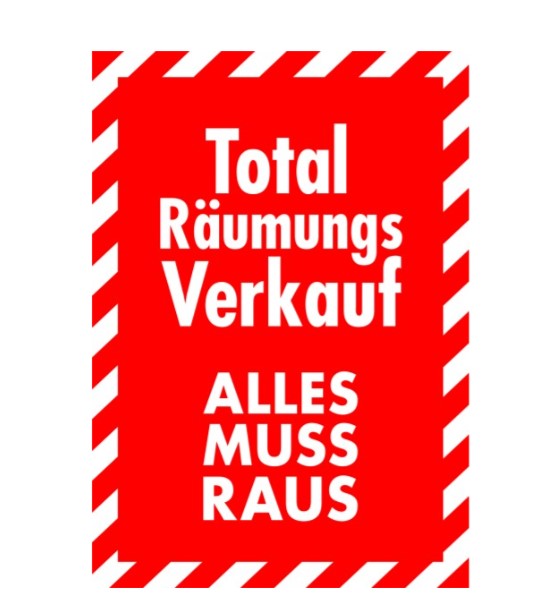 Rahmenplakat DIN A1 "Totaler Räumungsverkauf", 1 Stück