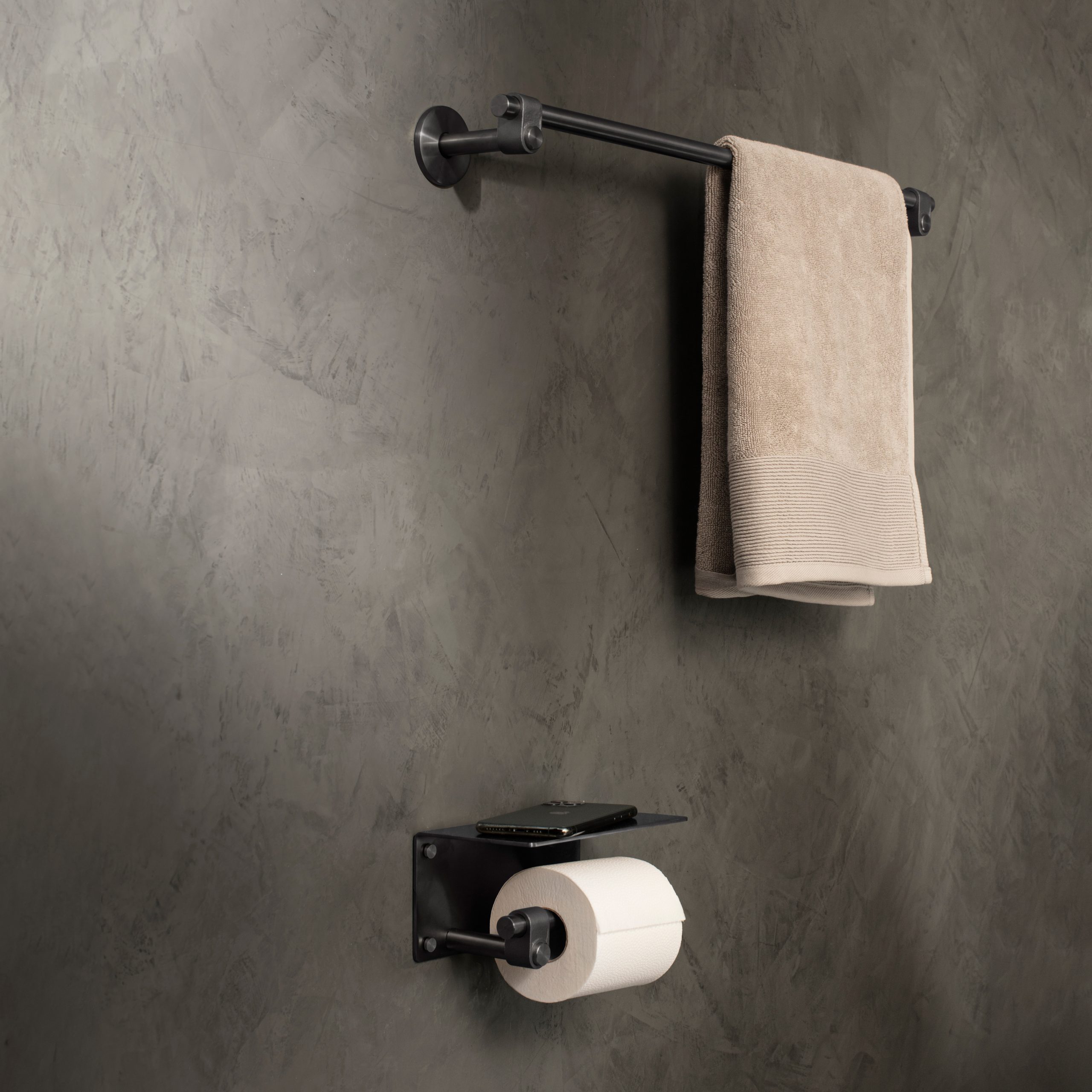 HALTER FÜR TOILETTENPAPIER / MIT ABLAGE / CAST / BLACK MATT