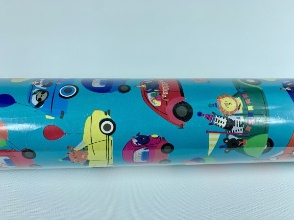 Kinder Geschenkpapier Motiv Auto 50 cm x 50 m für Großhändler, niedliches Auto-Motiv