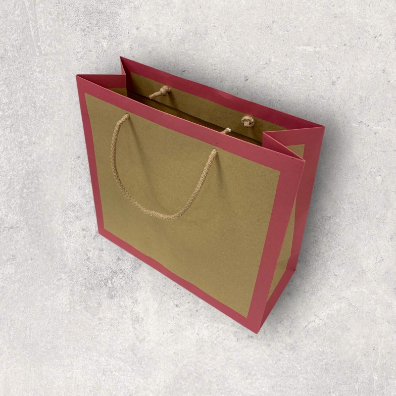 Seite Papiertragetasche Frame-Pink klein 30x12x26,5 cm, Baumwollkordel