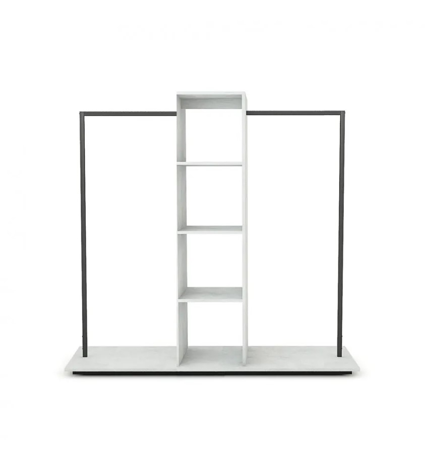 Doppelständer 170 cm mit schwarzem Metallgestell und Regal, Vorderansicht, stabil und modern