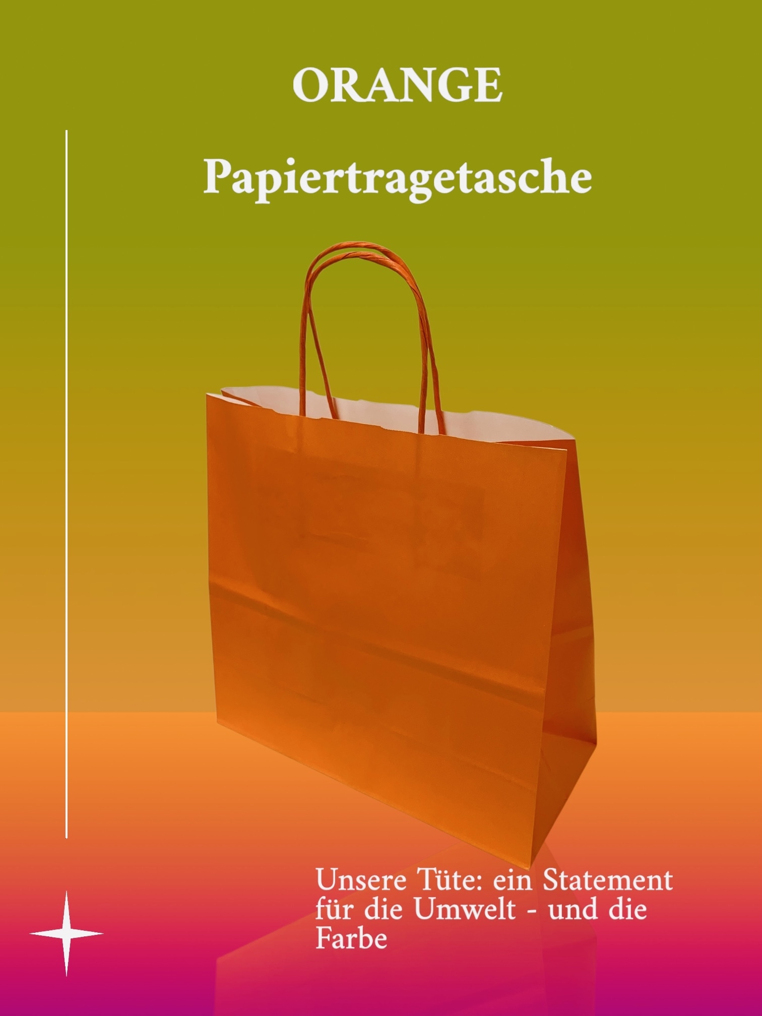 Papiertragetasche spring orange mit Papierkordel,  25 Stück