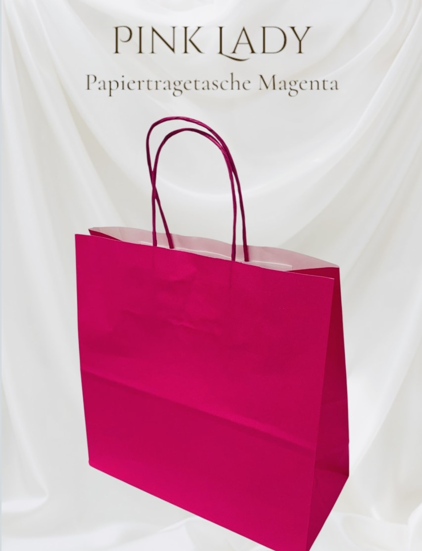 Detailansicht Papiertragetasche Magenta mit stabiler Papierkordel