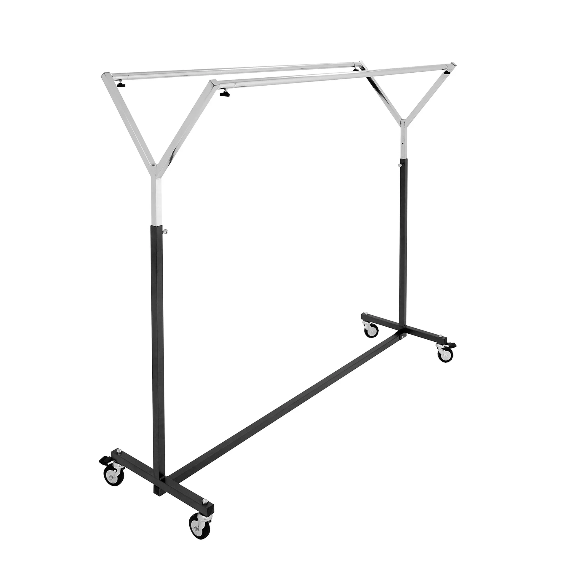 Doppel-Rollständer 140 cm, extrem stabil, höhenverstellbar 142–210 cm, Schwarz/Chrom, bis 150 kg belastbar