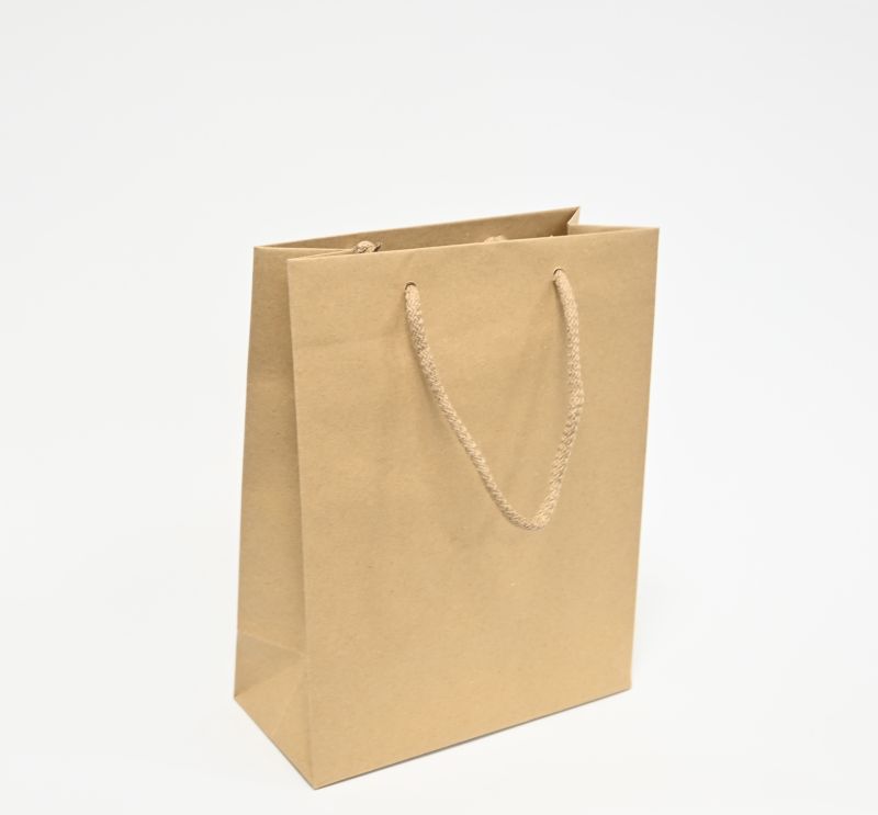 Elegante Papiertragetasche in Natur mit Baumwollkordel, 22 x 10 x 27 cm, 17 Stück pro Packung