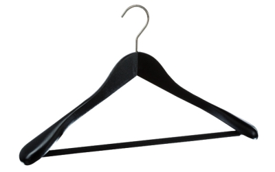 p750922107 Holzkleiderbügel mit Steg, schwarz oder weiß lackiert,L 45cm (VE 25 Stück)