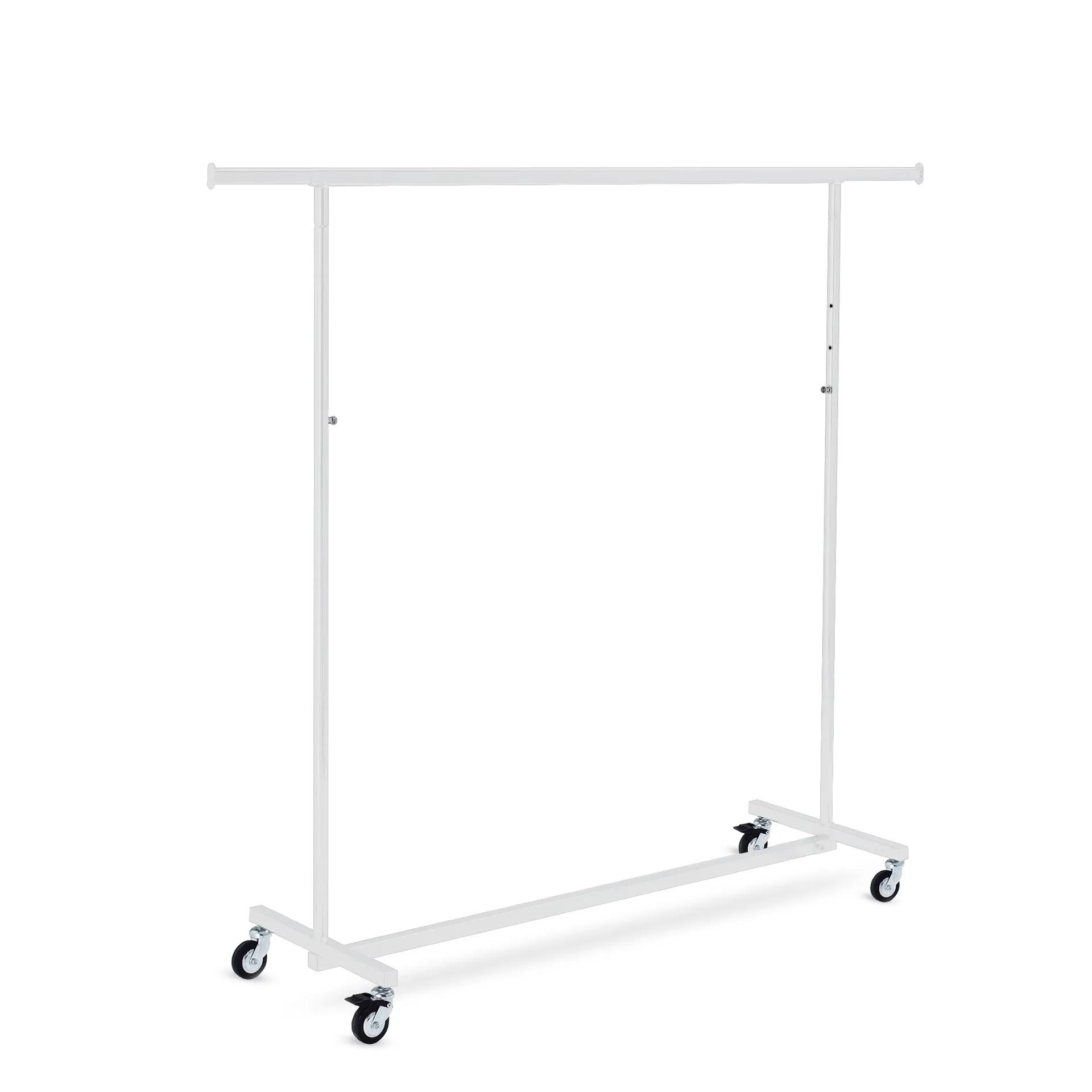 Weißer Rollständer, klappbar und höhenverstellbar 117–200 cm, Länge 100 cm, mit 4 Rollen (2 feststellbar)