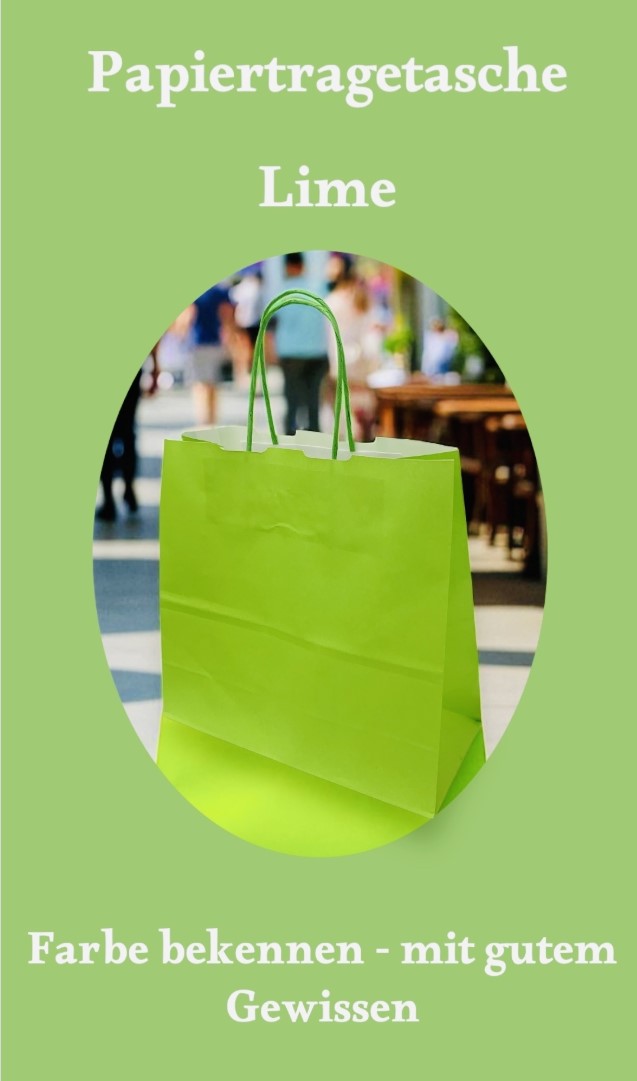 Papiertragetasche in Lime aus Kraftpapier mit gedrehter Papierkordel