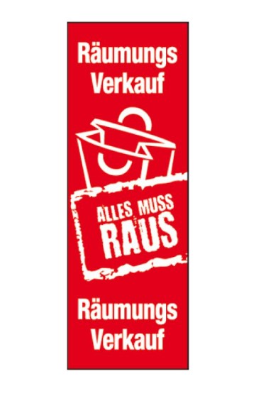 Plakat "Räumungsverkauf" Langbahn 48x138cm, 1 Stück