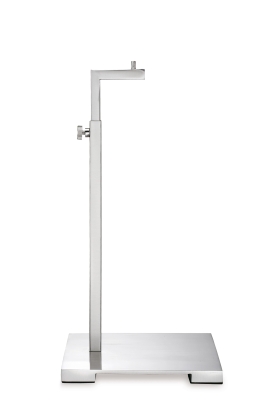 Handtaschenständer in Edelstahloptik, höhenverstellbar 36–64 cm, Vorderansicht für elegante Präsentation von Taschen