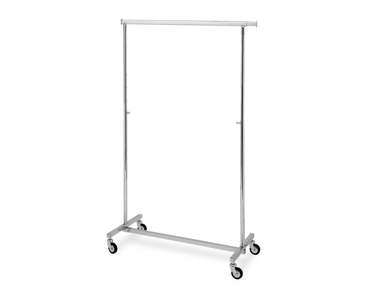 Klappbarer Rollständer verchromt – höhenverstellbar 115–195 cm, ausziehbar 103–165 cm, mobil und platzsparend