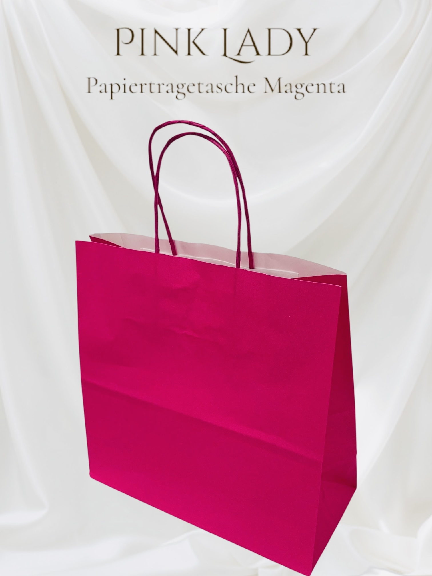 Papiertragetasche spring magenta mit Papierkordel,  25 Stück 