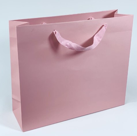 Hochwertige rosa Papiertragetasche aus 170 g Papier mit Baumwollband