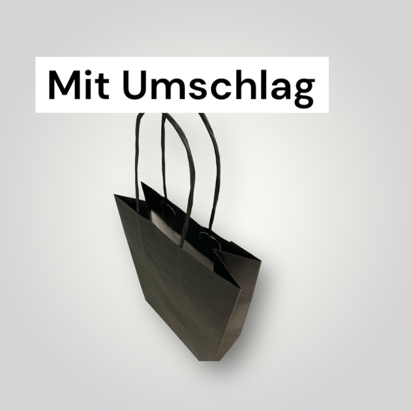 Detailansicht der Papierkordel der schwarzen Papiertragetasche